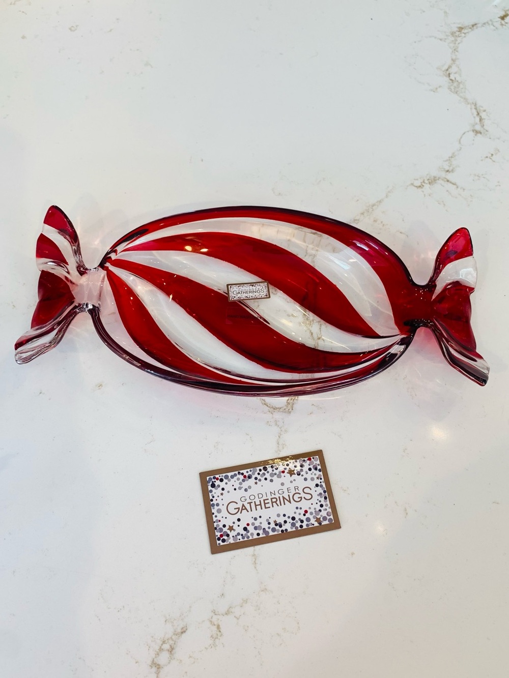 Godinger Candy Trinket Dish 9” Crystal Peppermint Tray NEW.